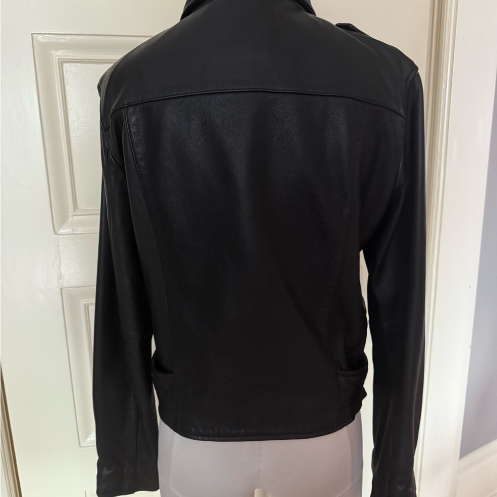 AllSaints black leather moto jacket size 10 - Picture 4 of 4